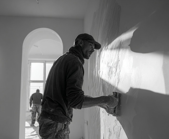 enduit de lissage sur mur deco renovation